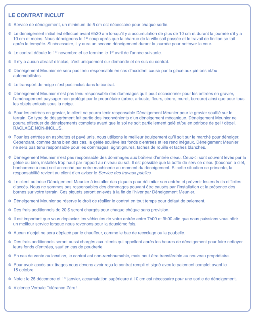 Contrat - Déneigement Meunier Page 2